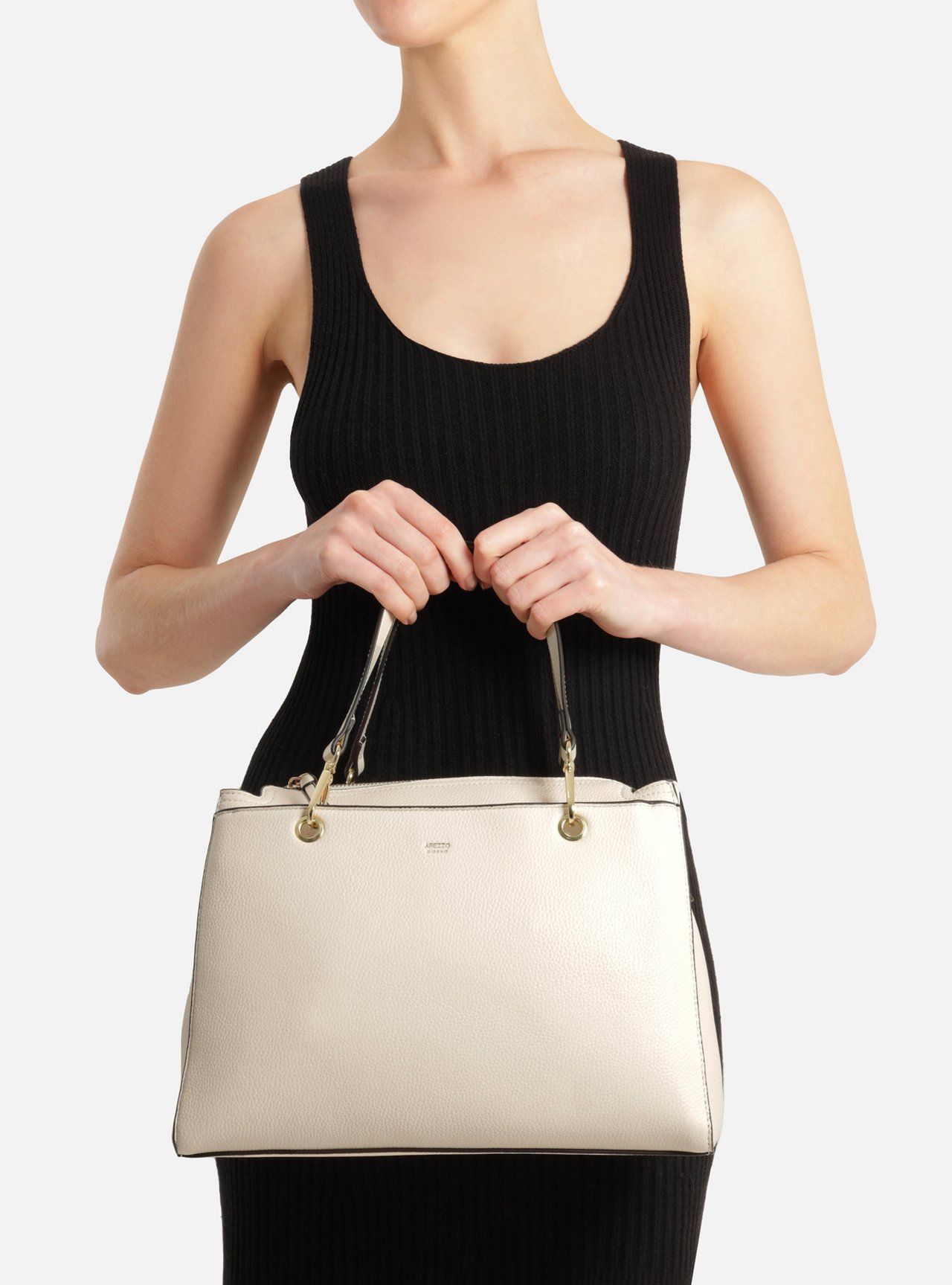 Bolsa Tote Off White Média Alças Metais — foto 6