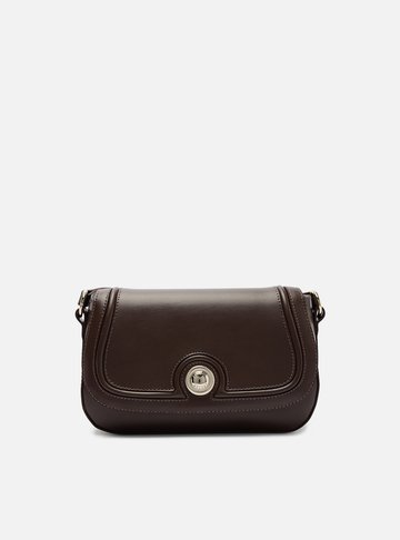 Bolsa Tiracolo Marrom Média Detalhe Metal