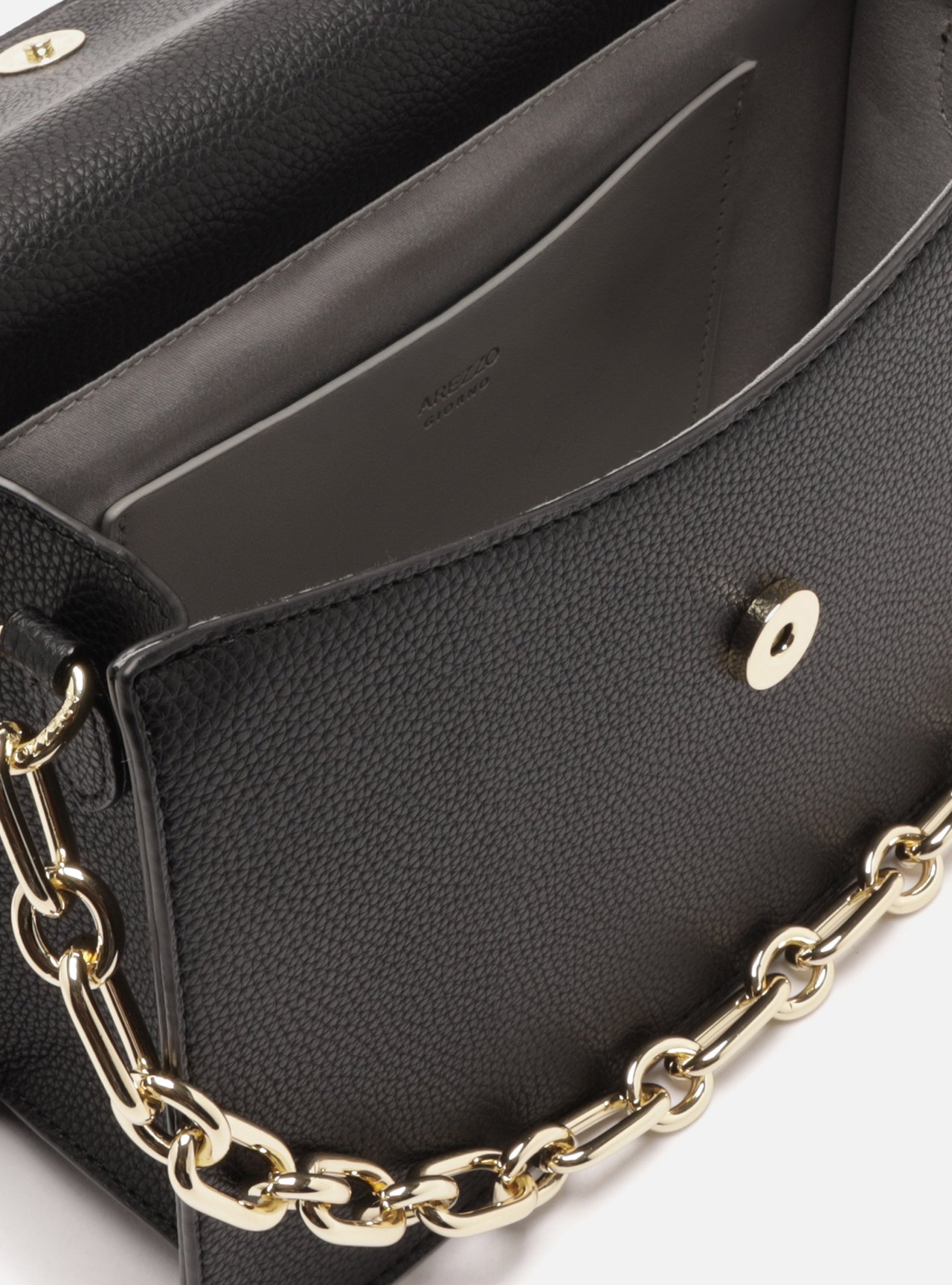 Bolsa Tiracolo Preta Média Alça Corrente — foto 4