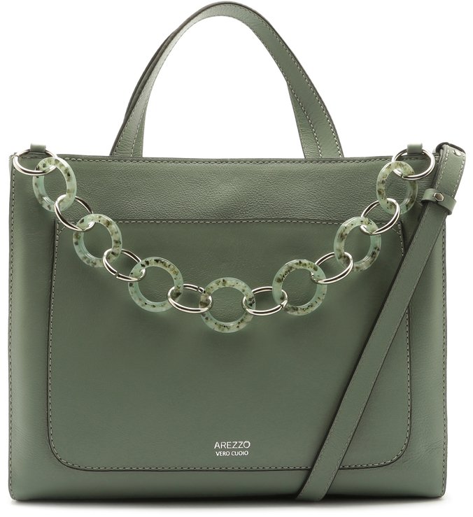 Bolsa Tote Couro Angélica Grande Acqua Mint
