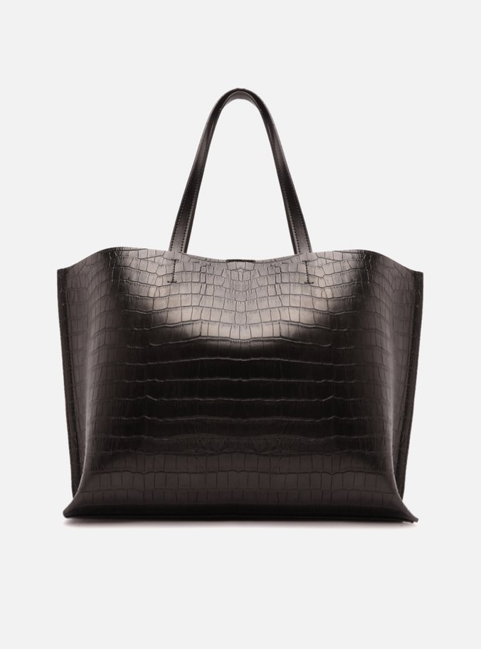 Bolsa Shopping Preta Croco Grande Barbicacho