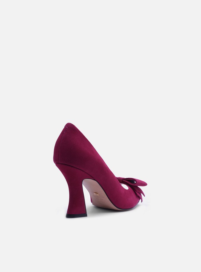 Peep Toe Rosa Camurça Salto Médio Laço