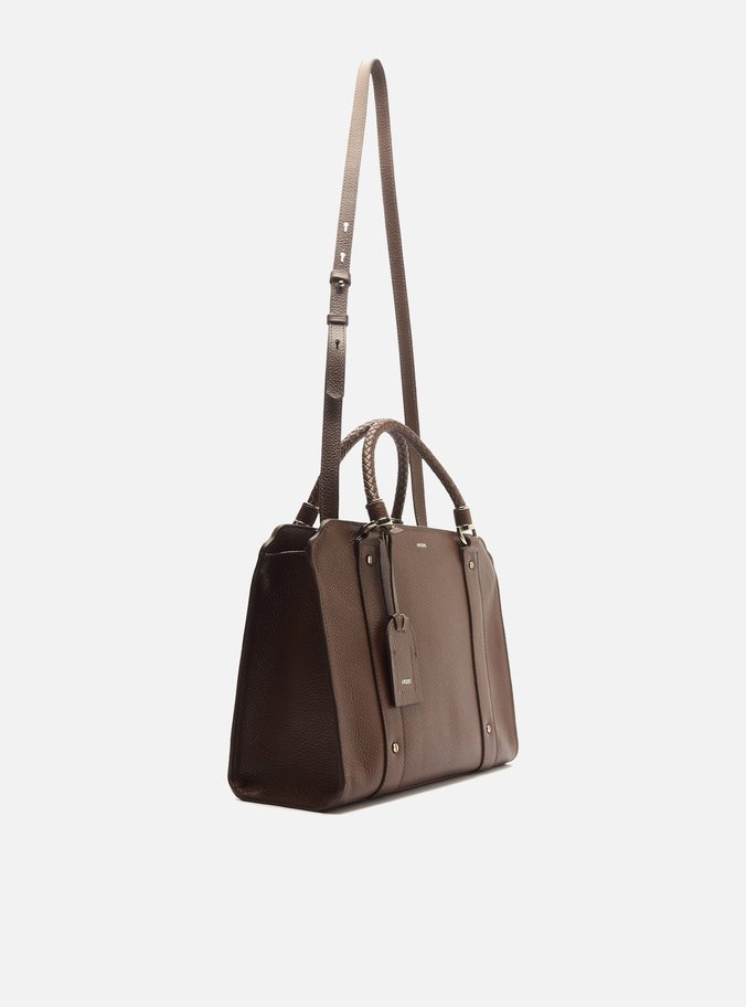 Bolsa Tote Marrom Escuro Couro Piazza Grande
