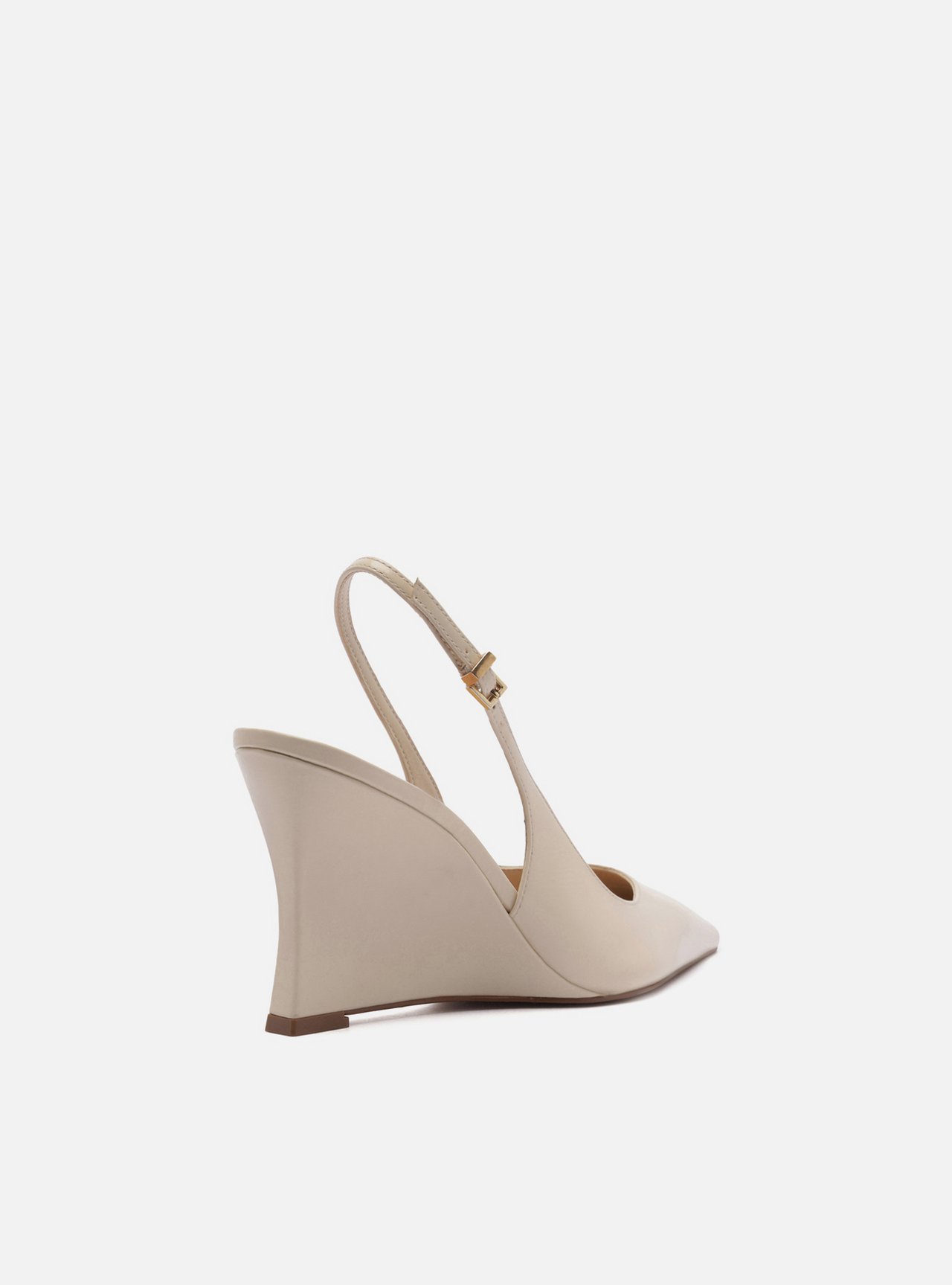 Scarpin Off White Couro Salto Alto Anabela Slingback — foto 3