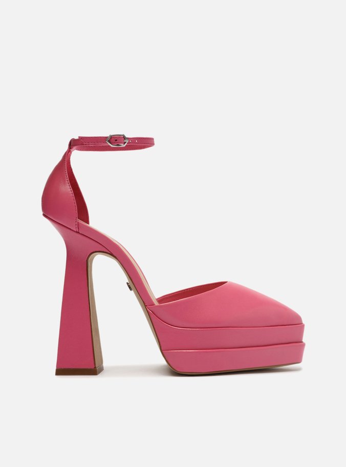 Scarpin Rosa Couro Meia Pata Bico Fino