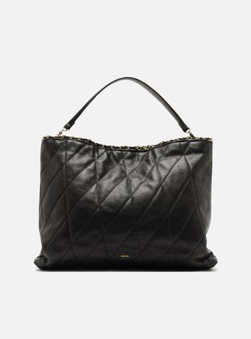 Arezzo — Bolsa Hobo Preta Couro Grande Matelassê