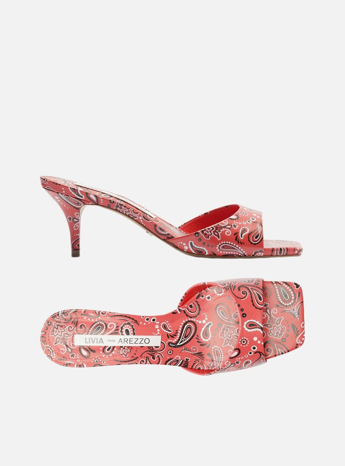 Mule Vermelha Paisley Salto Fino Livia