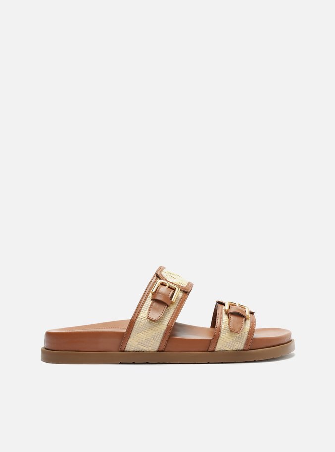 Sandália Marrom Couro Tramado Monograma