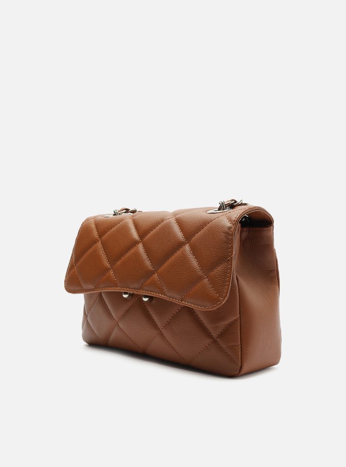 Bolsa Tiracolo Marrom Caramel Couro Mizz Média