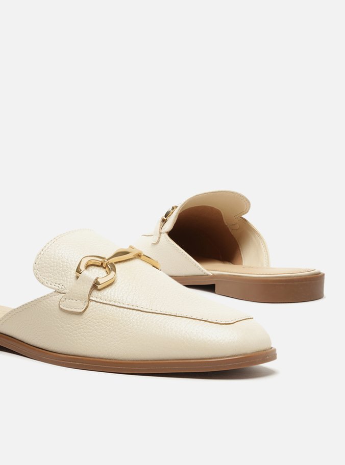 Mule Off-White Couro Rasteira Bridão