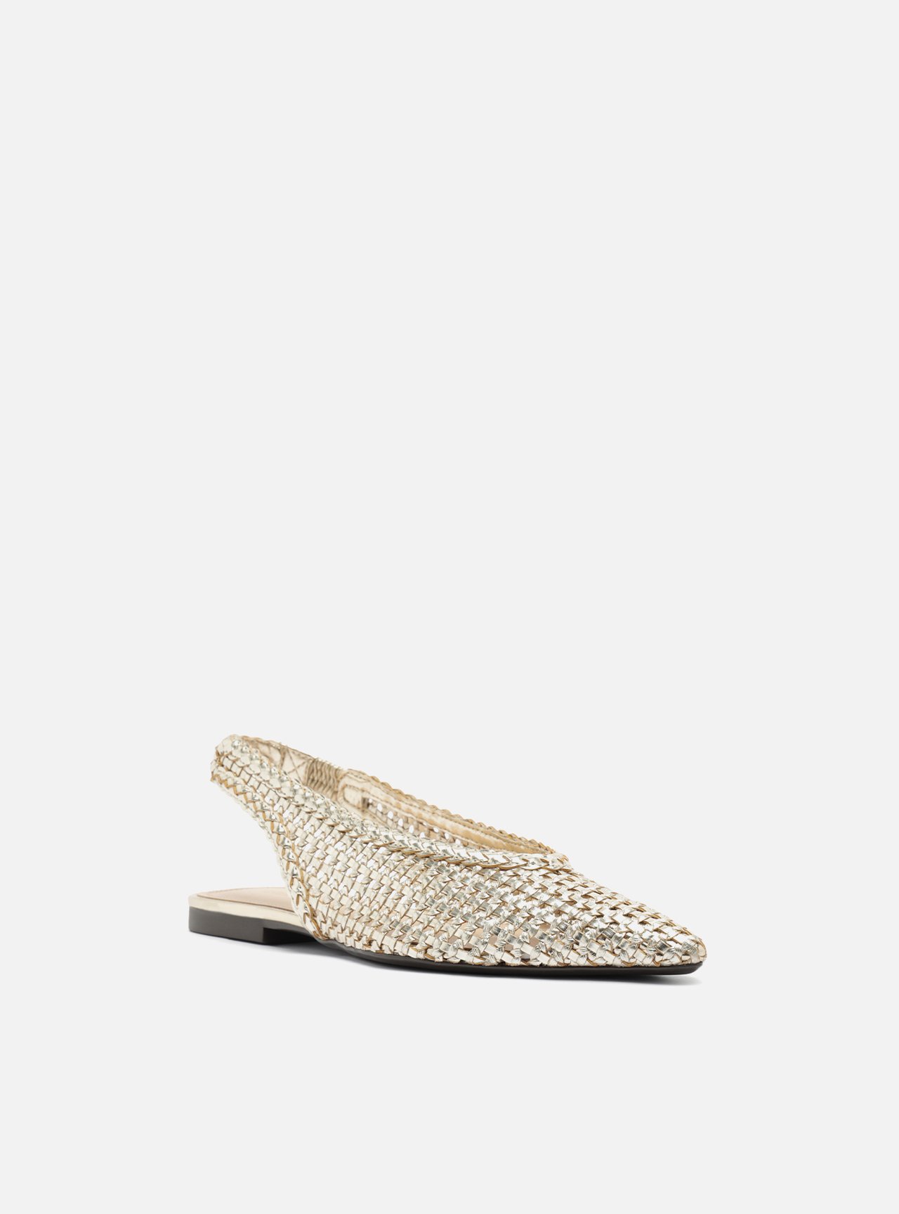 Sapatilha Dourada Tressê Bico Fino Slingback — foto 2