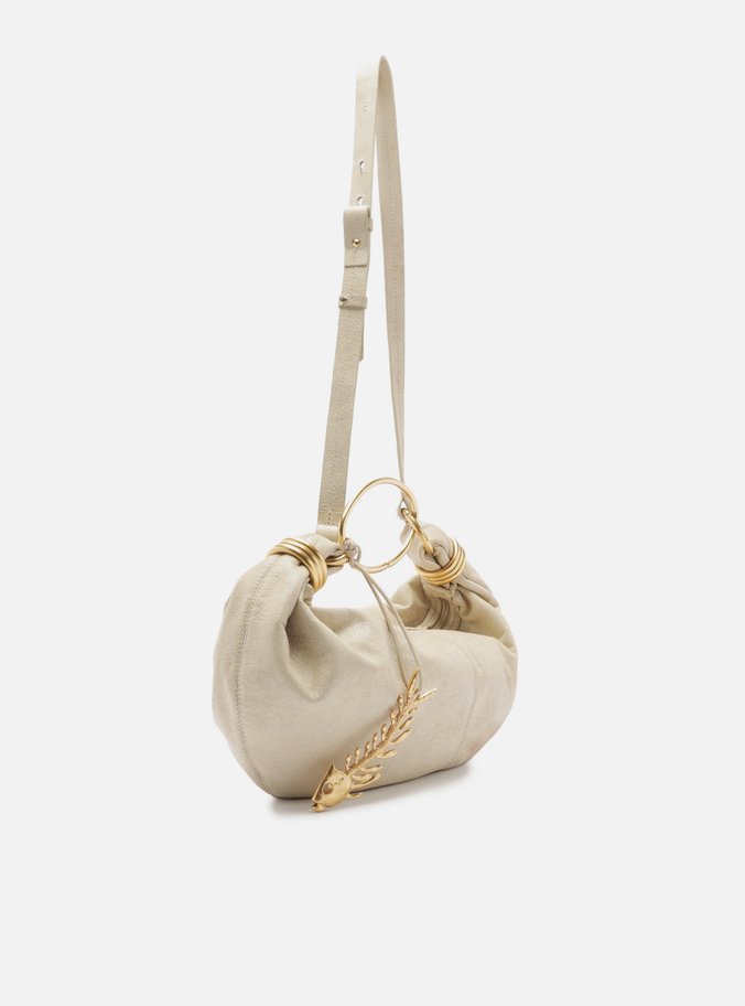 Bolsa Tiracolo Branca Couro Média Metais