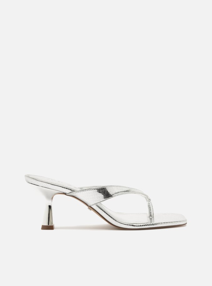 Tamanco Prata Snake Salto Fino Flip Flop
