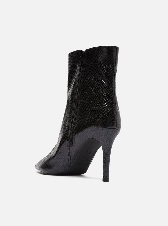 Bota Preta Snake Cano Médio Salto Fino