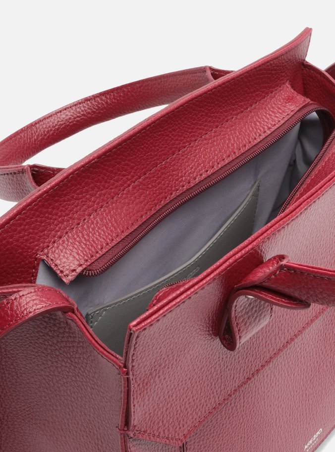 Bolsa Tote Bordô Grande Detalhe Camurça