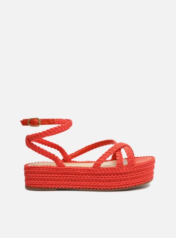 Sandália Coral Flatform Tramada Tiras