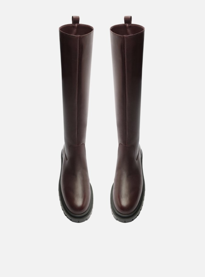 Bota Marrom Couro Cano Longo Tratorada Montaria