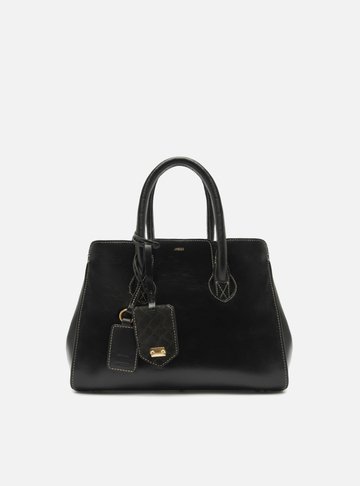 Bolsa Tote Preta Couro Heritage Média