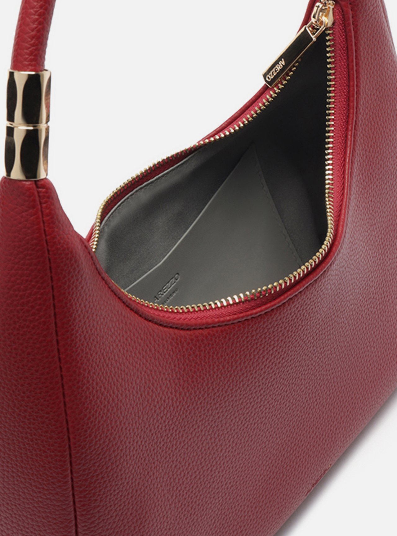 Bolsa Hobo Vermelha Média Granulada Metais — foto 2