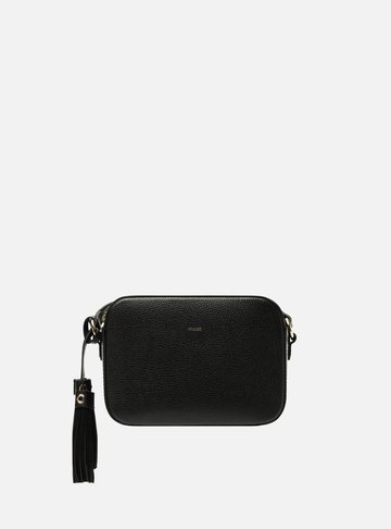 Bolsa Tiracolo Preta Couro Pequena Barbicacho