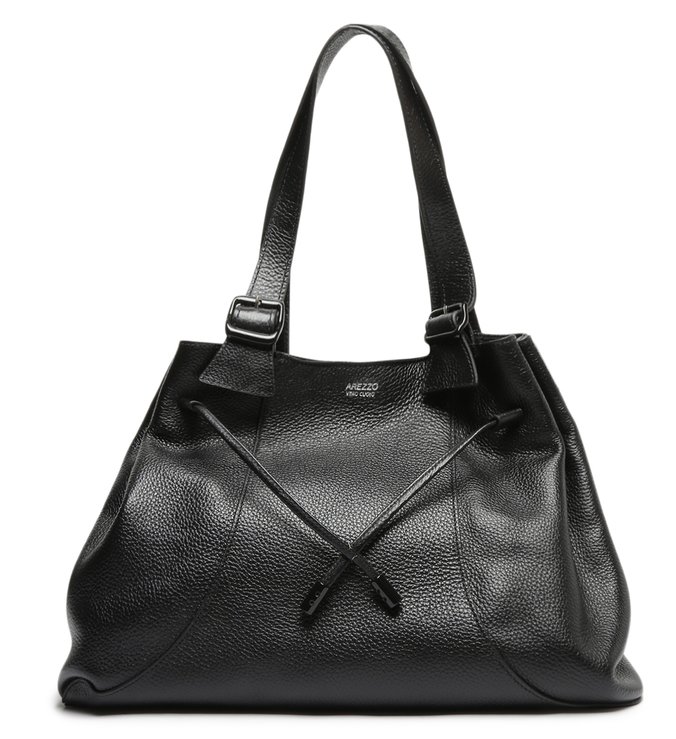 Bolsa Shopping Preta Couro Mirella Grande