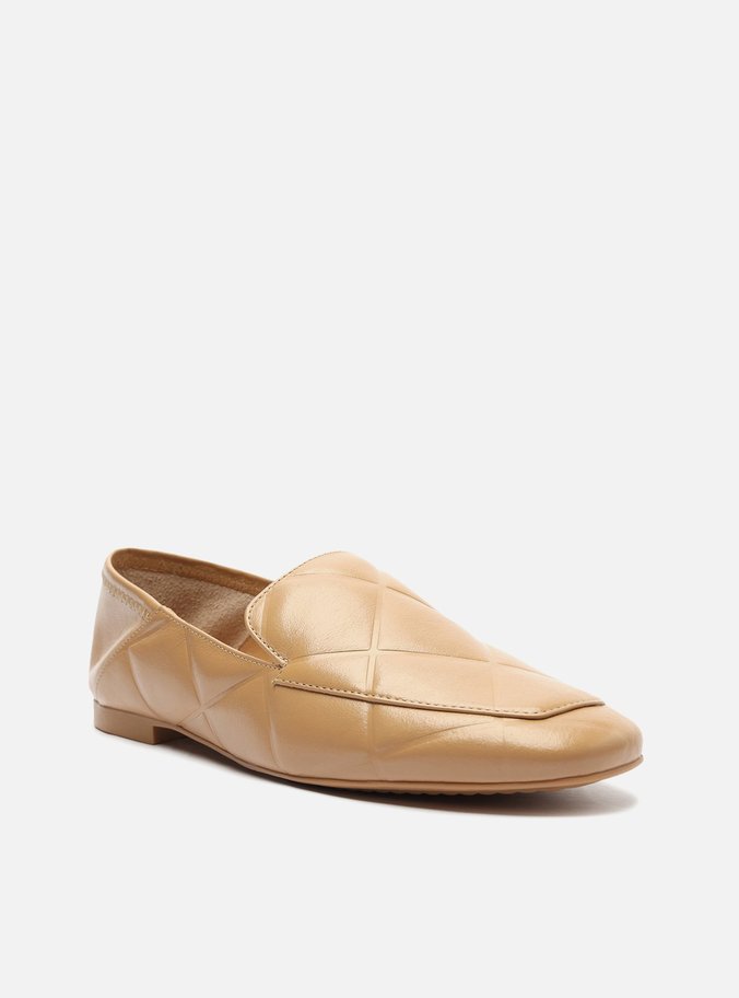 Mocassim Nude Couro Bombado