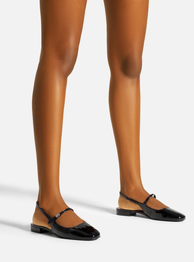 Sapatilha Boneca Preta Verniz Slingback