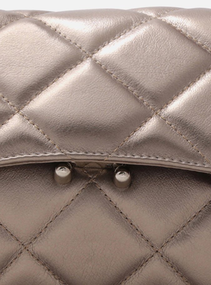 Bolsa Tiracolo Dourada Couro Mizz Média New Titanium