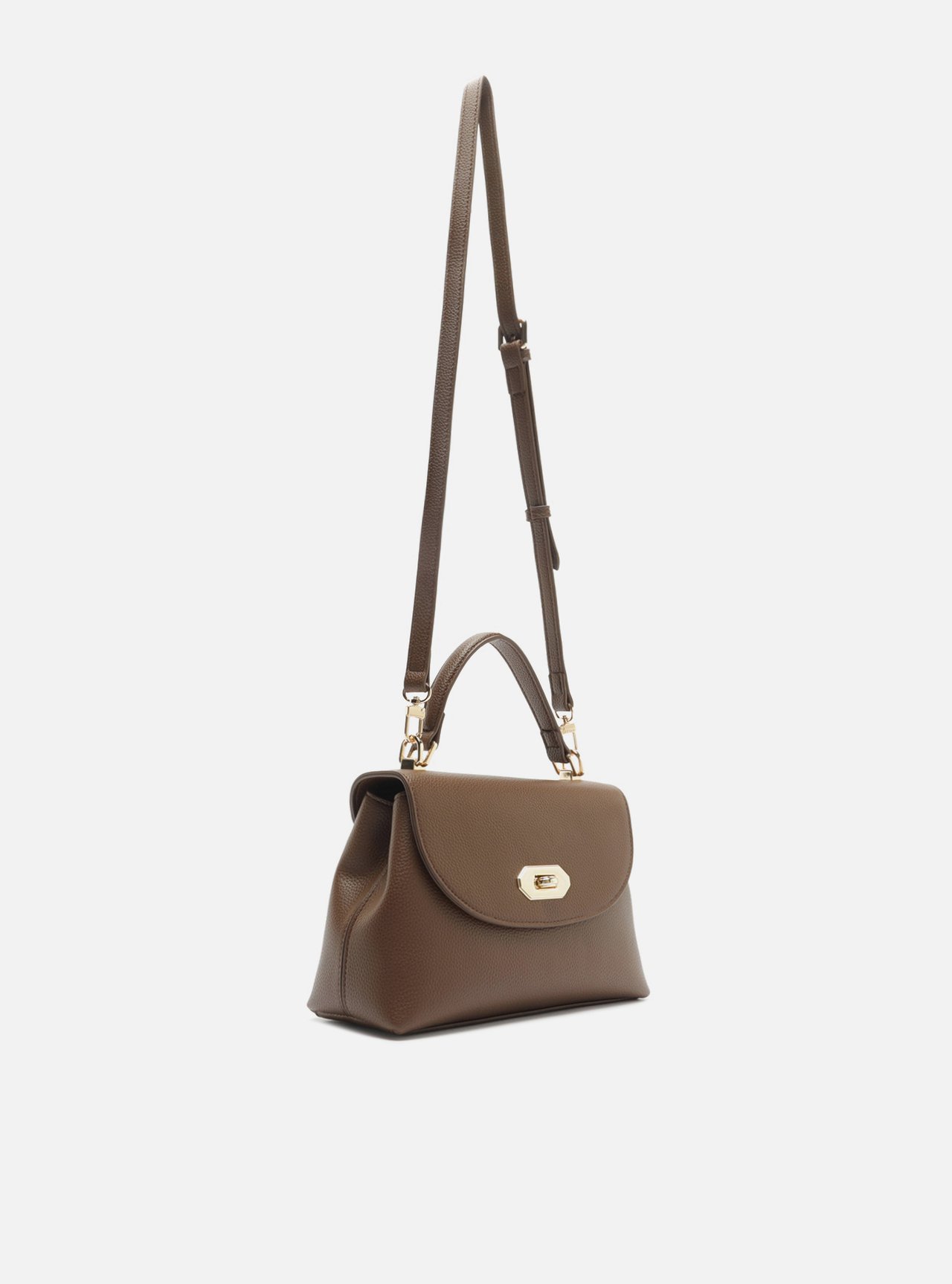 Bolsa Tiracolo Marrom Média Fecho Dourado — foto 2