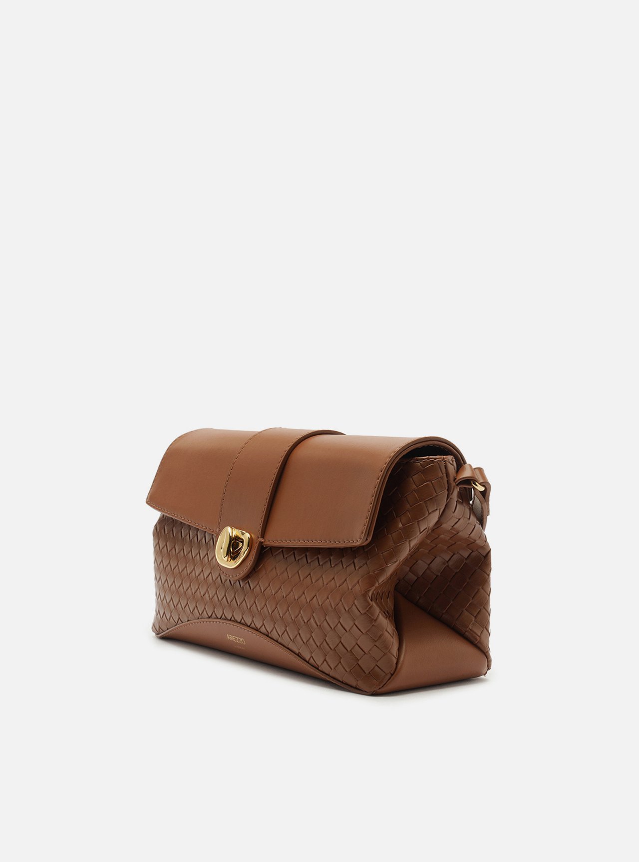 Bolsa Tiracolo Marrom Média Tressê Metal Orgânico — foto 2