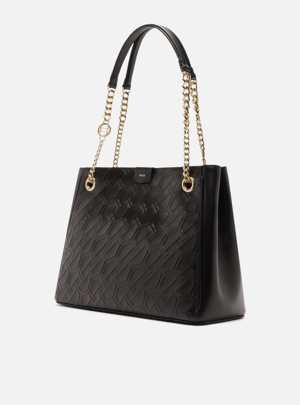 Bolsa Shopping Preta Couro Grande Corrente — foto 2