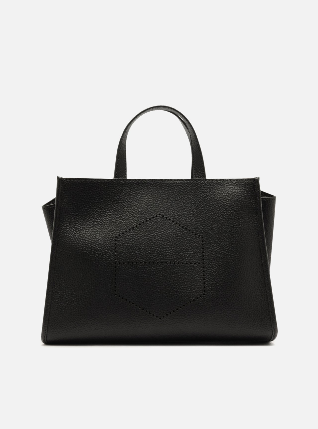 Bolsa Tote Preta Grande Logo Perfurado — foto 1