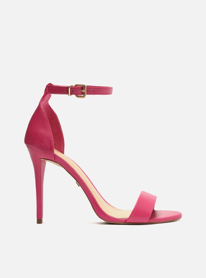 Sandália Rosa Pink Couro Salto Alto Fino Isabelli