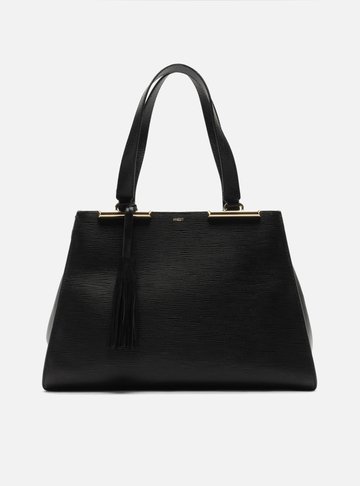 Bolsa Shopping Preta Couro Jeni Grande