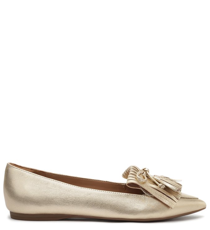 Mocassim Dourado Couro Barbicacho
