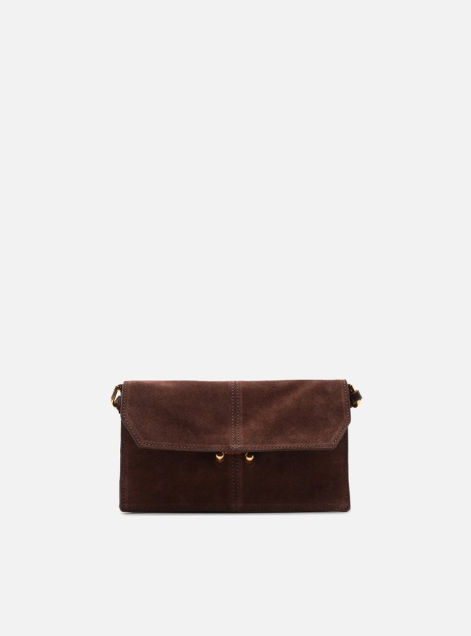 Bolsa Tiracolo Marrom Camurça Pequena Metal