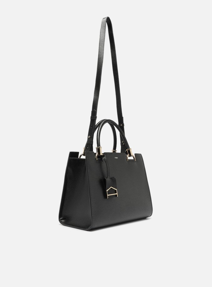 Bolsa Tote Preta Couro Abraccio Grande