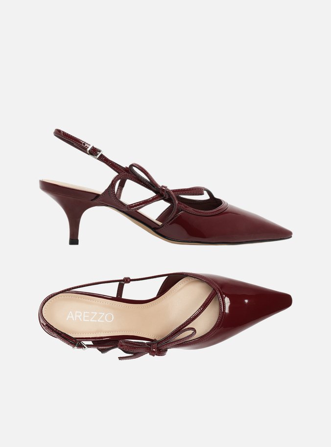 Scarpin Vermelho Salto Fino Slingback Laço
