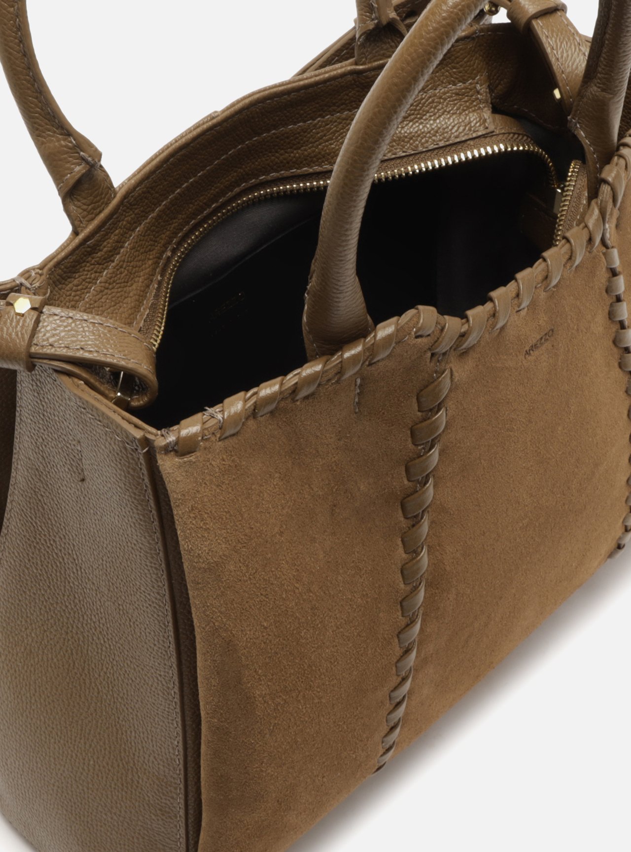 Bolsa Tote Marrom Couro Grande Tressê — foto 4