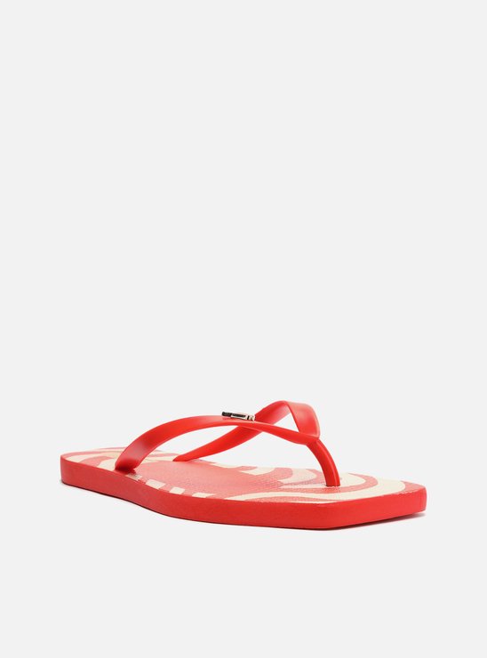 Chinelo de Dedo Vermelho Estampado Square e Bag Brizza