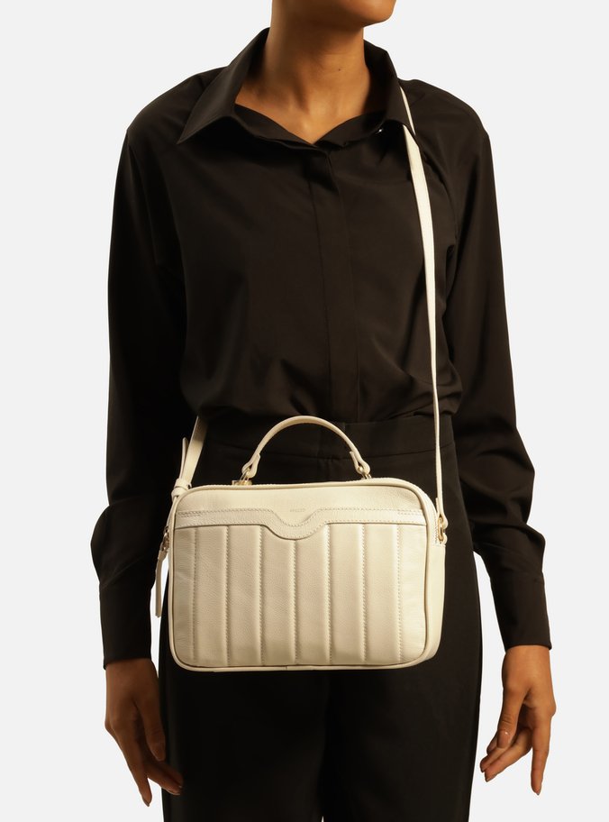 Bolsa Tiracolo Off-White Couro Francine Média Panacota