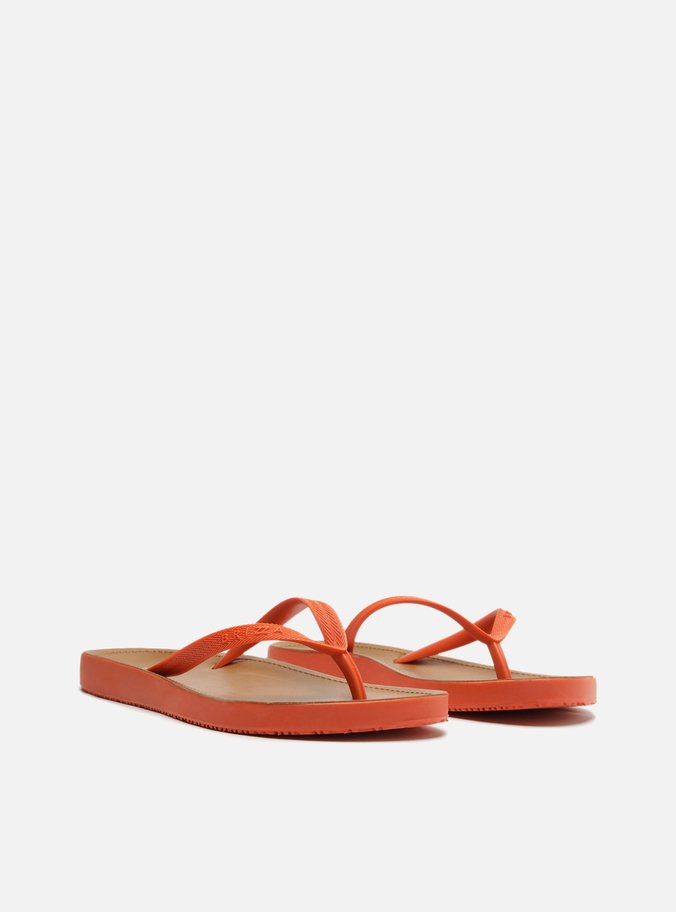 Chinelo de Dedo Laranja Palmilha Marrom