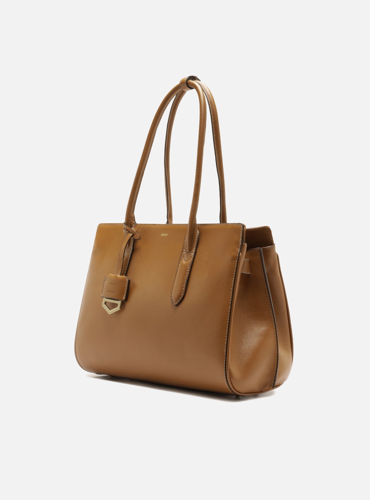 Bolsa Tote Marrom Couro Média Metais — foto 2