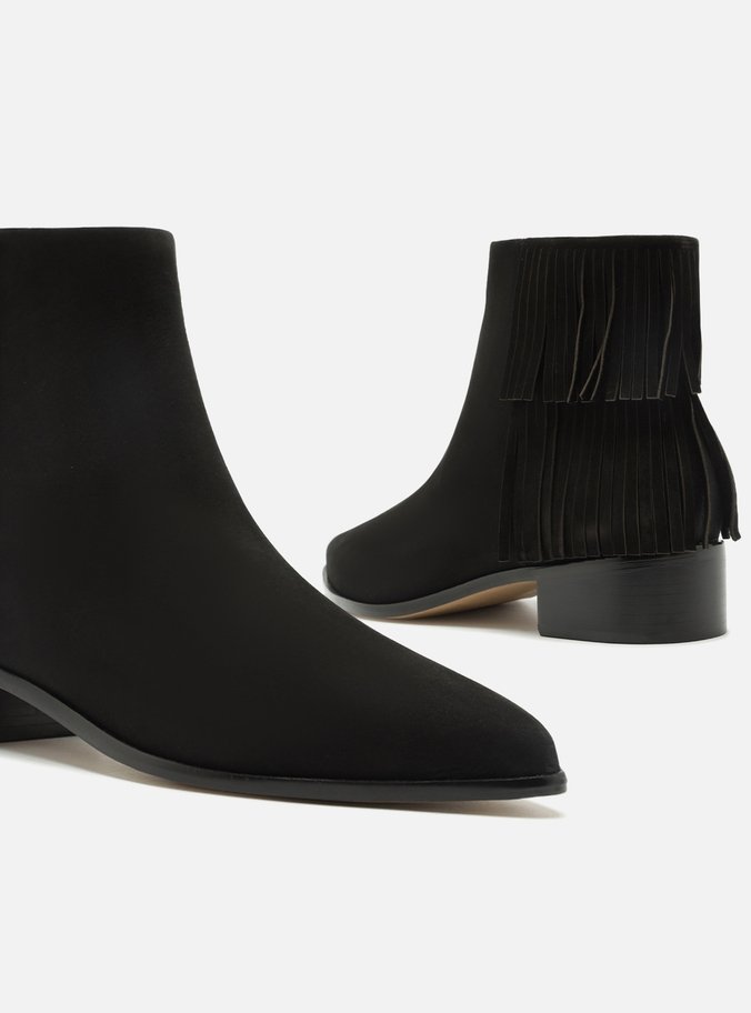 Bota Preta Nobuck Cano Curto Franjas