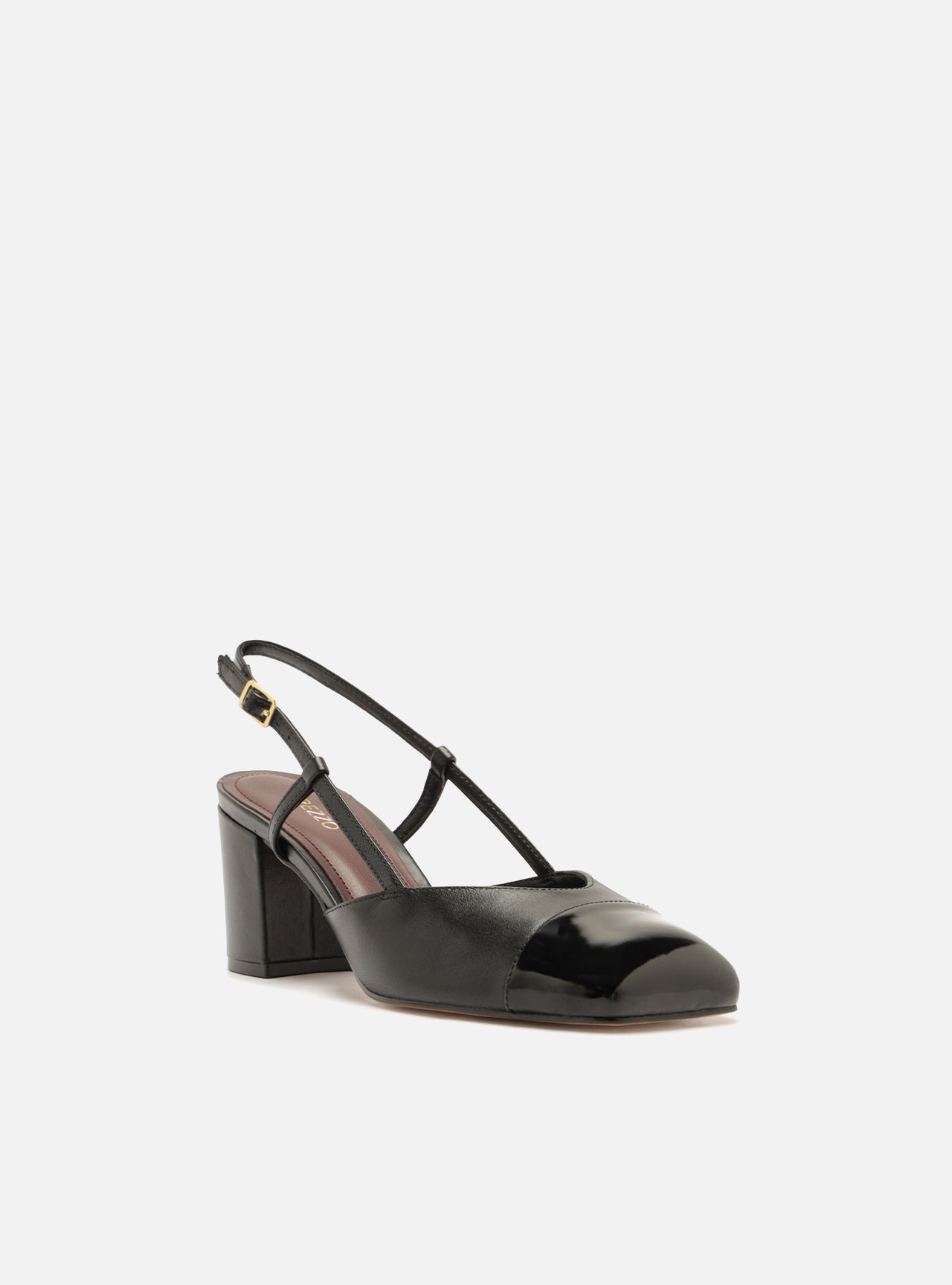 Scarpin Preto Verniz Salto Bloco Slingback — foto 2