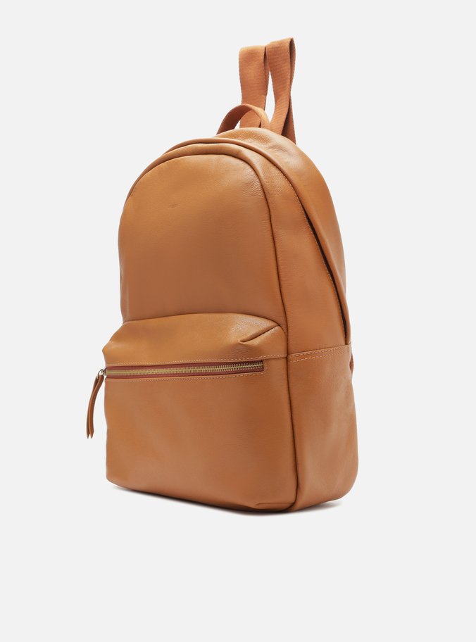 Mochila Marrom Nut Couro Grande Bolso Frontal
