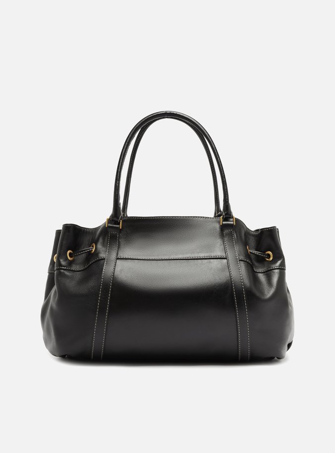 Bolsa Shopping Preta Couro Alicia Média