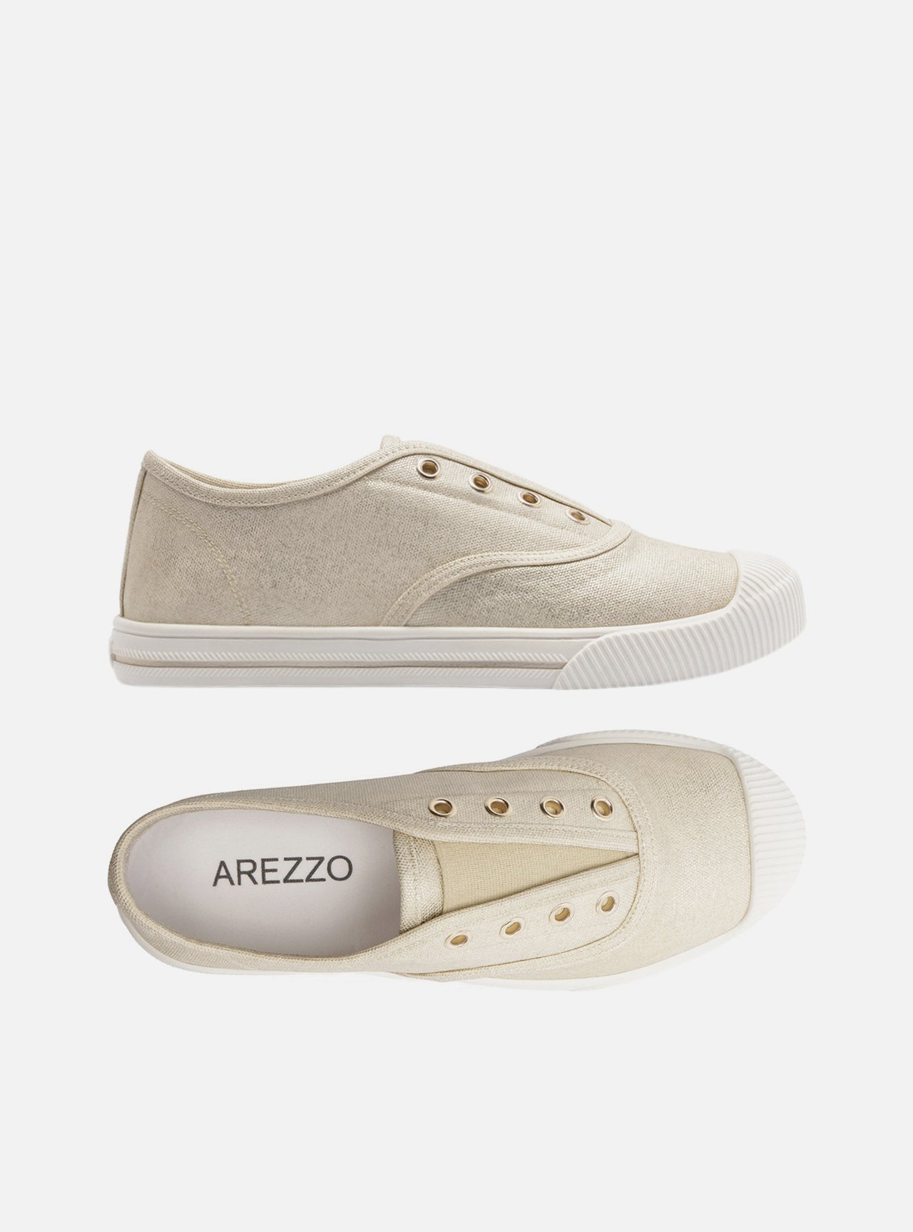 Tênis Slip On Dourado Lona Elástico — foto 5
