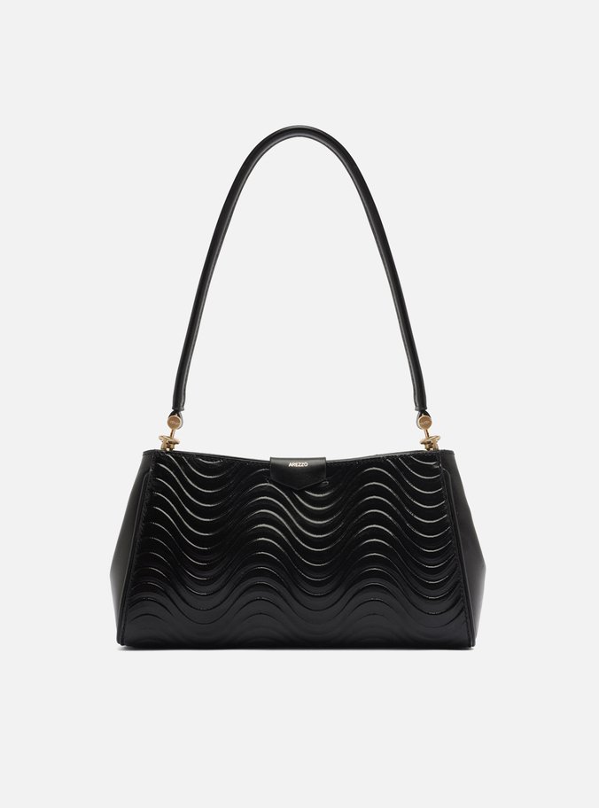 Bolsa Shoulder Preta Couro Wave Média