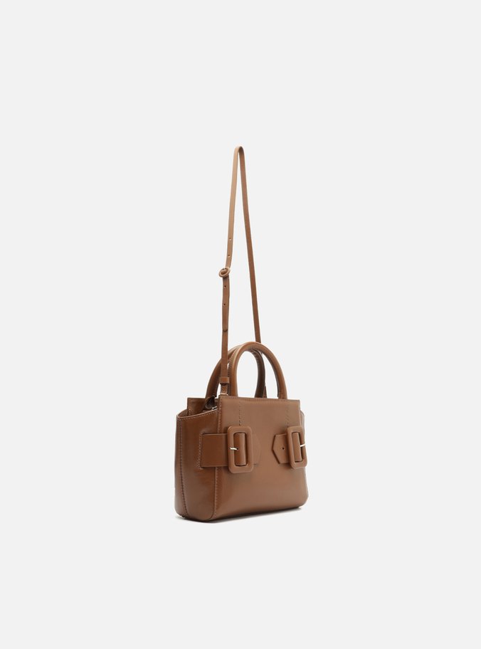 Bolsa Tote Marrom Couro Pequena Fivelas